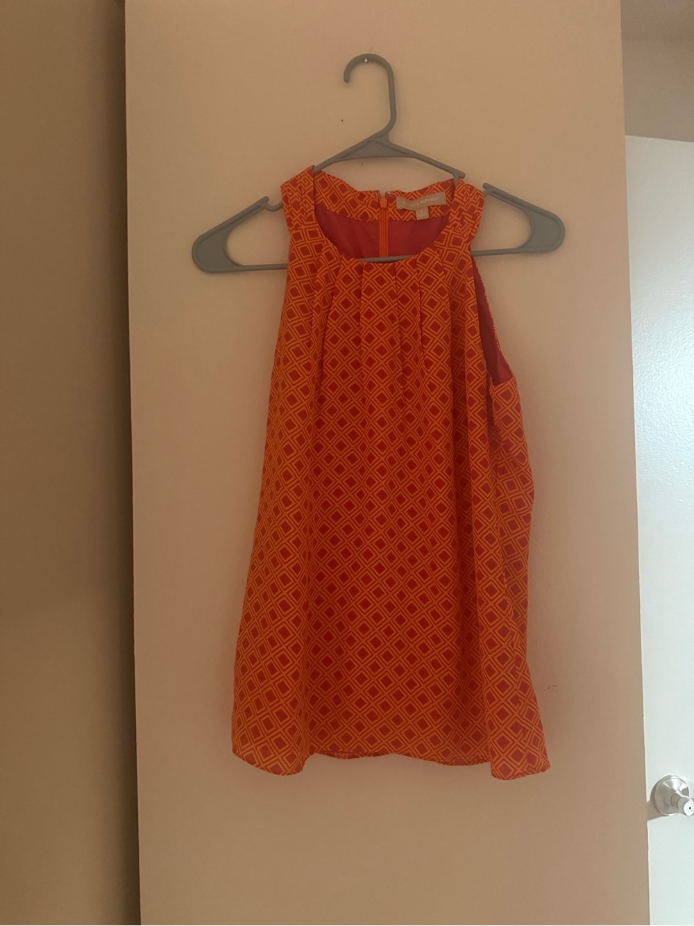Banana Republic Orange Diamond-Print Sleeveless Top